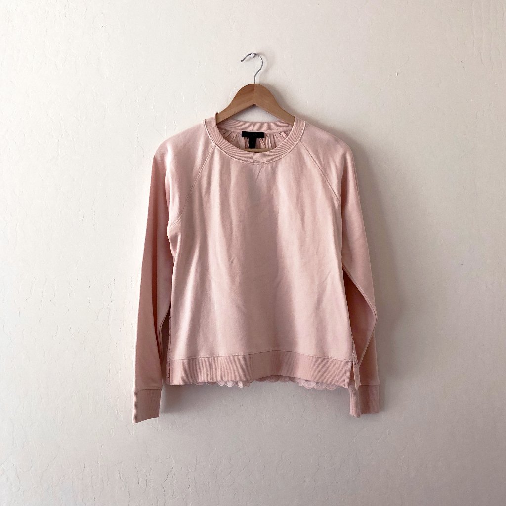 J. Crew Eyelet-Back Sweatshirt In Subtle Pink S
